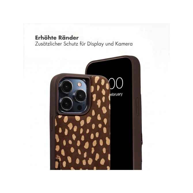 Selencia Nova Real Leather Backcover met Koord en Pashouder Apple iPhone 13 Pro - Fawn Chic