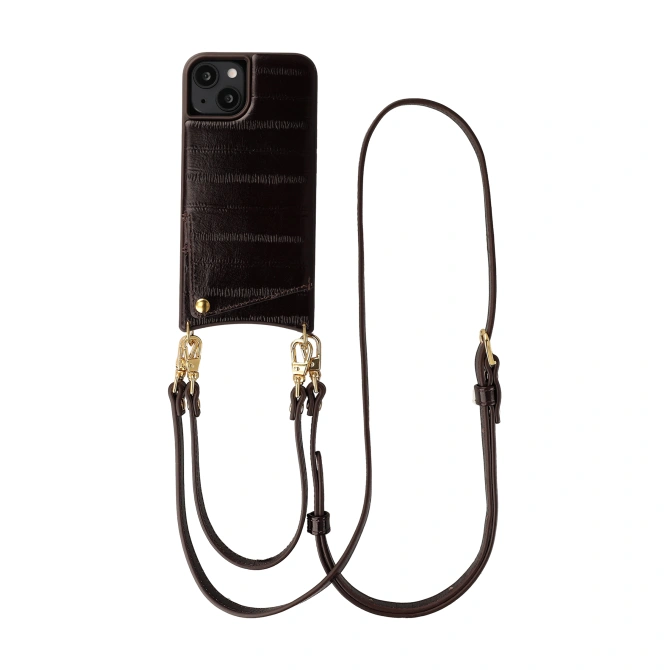 Selencia Nova Real Leather Backcover met Koord en Pashouder Apple iPhone 14 / 13 - Dark Chocolate