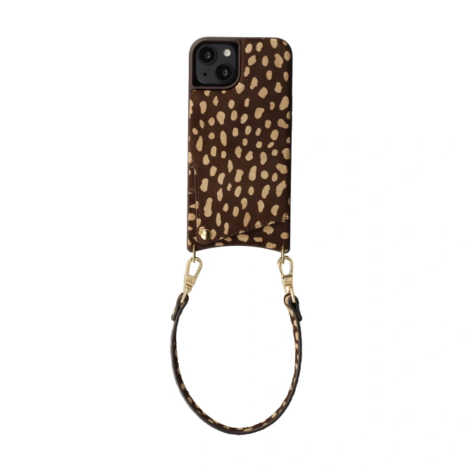 Selencia Nova Real Leather Backcover met Koord en Pashouder Apple iPhone 14 / 13 - Fawn Chic