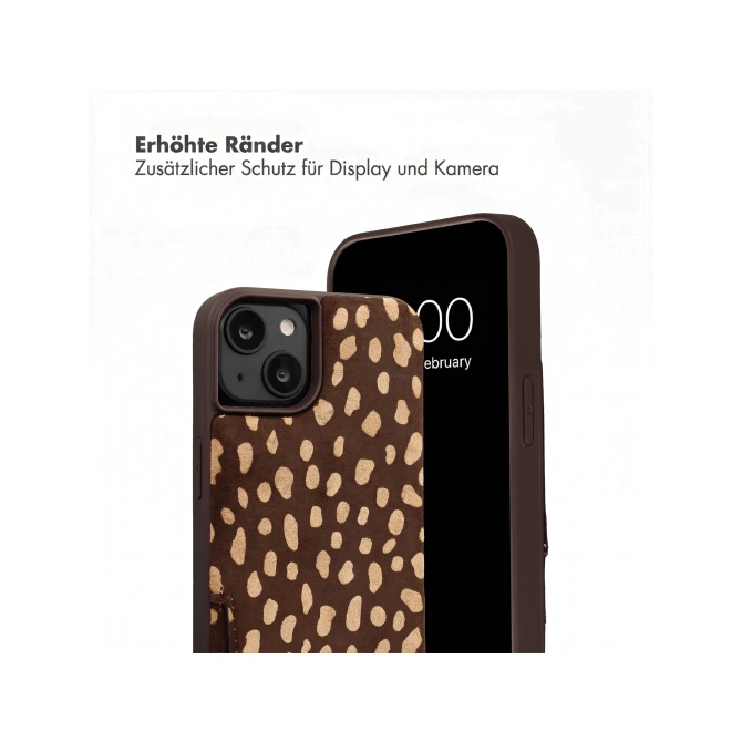 Selencia Nova Real Leather Backcover met Koord en Pashouder Apple iPhone 14 / 13 - Fawn Chic