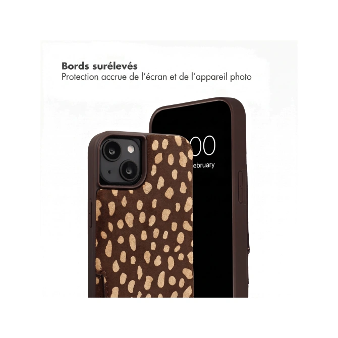 Selencia Nova Real Leather Backcover met Koord en Pashouder Apple iPhone 14 / 13 - Fawn Chic