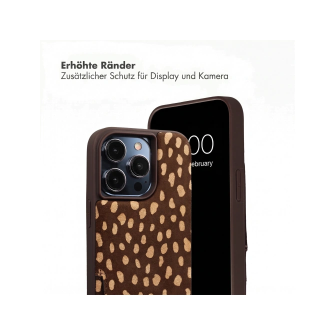Selencia Nova Real Leather Backcover met Koord en Pashouder Apple iPhone 14 Pro - Fawn Chic