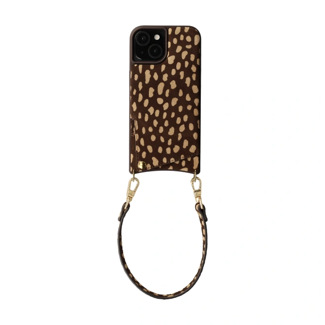 Selencia Nova Real Leather Backcover met Koord en Pashouder Apple iPhone 15 - Fawn Chic