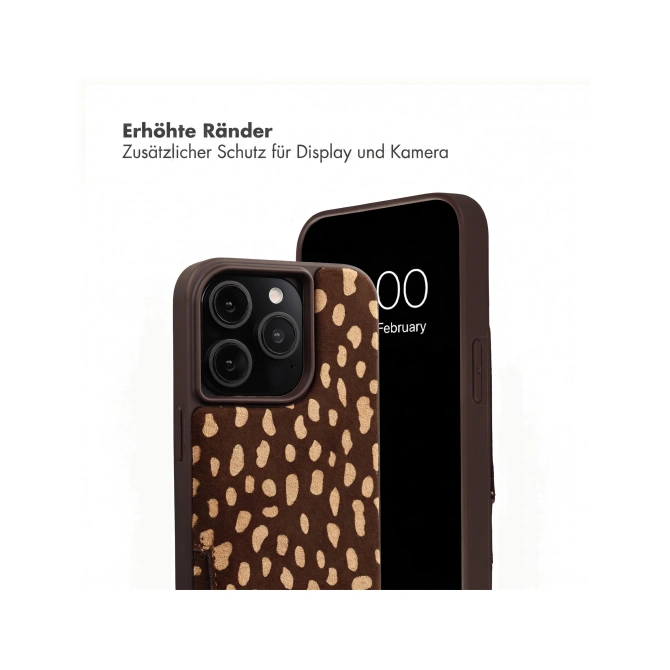 Selencia Nova Real Leather Backcover met Koord en Pashouder Apple iPhone 15 Pro - Fawn Chic