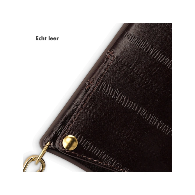 Selencia Nova Real Leather Backcover met Koord en Pashouder Apple iPhone 16 - Dark Chocolate