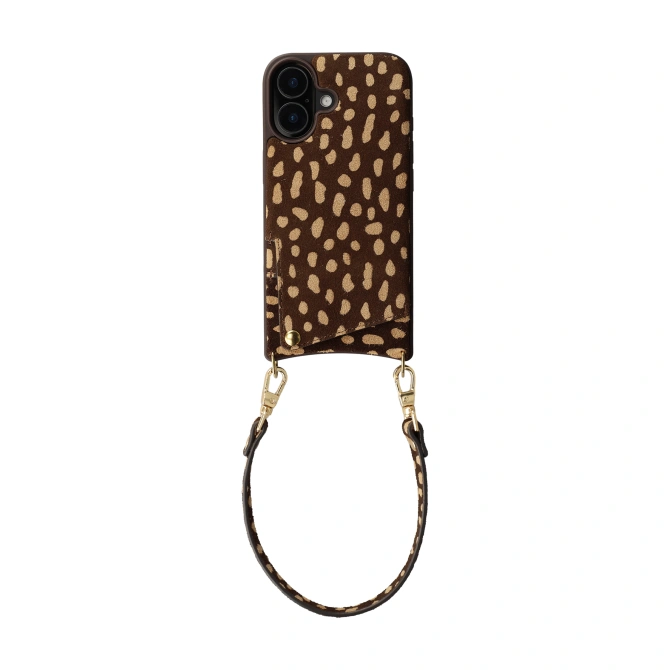 Selencia Nova Real Leather Backcover met Koord en Pashouder Apple iPhone 16 - Fawn Chic