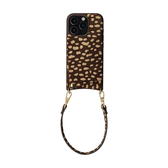 Selencia Nova Real Leather Backcover met Koord en Pashouder Apple iPhone 16 Pro - Fawn Chic