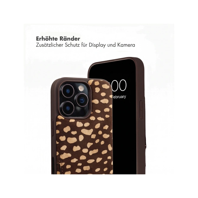 Selencia Nova Real Leather Backcover met Koord en Pashouder Apple iPhone 16 Pro - Fawn Chic