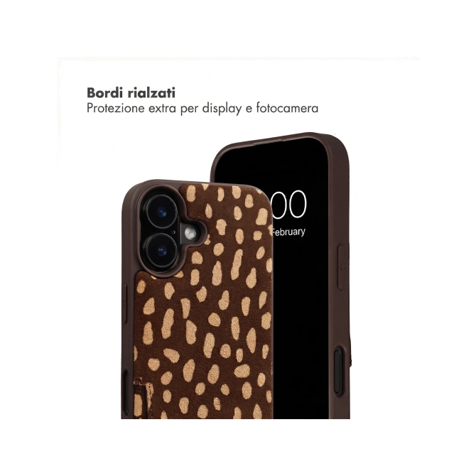 Selencia Nova Real Leather Backcover met Koord en Pashouder Apple iPhone 17 - Fawn Chic
