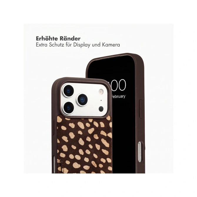 Selencia Nova Real Leather Backcover met Koord en Pashouder Apple iPhone 17 Pro - Fawn Chic
