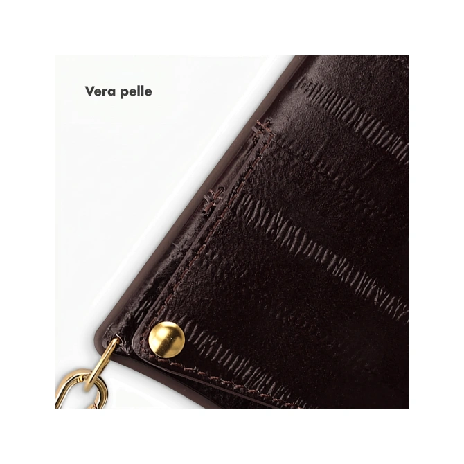 Selencia Nova Real Leather Backcover met Koord en Pashouder Apple iPhone 17 Pro Max - Dark Chocolate