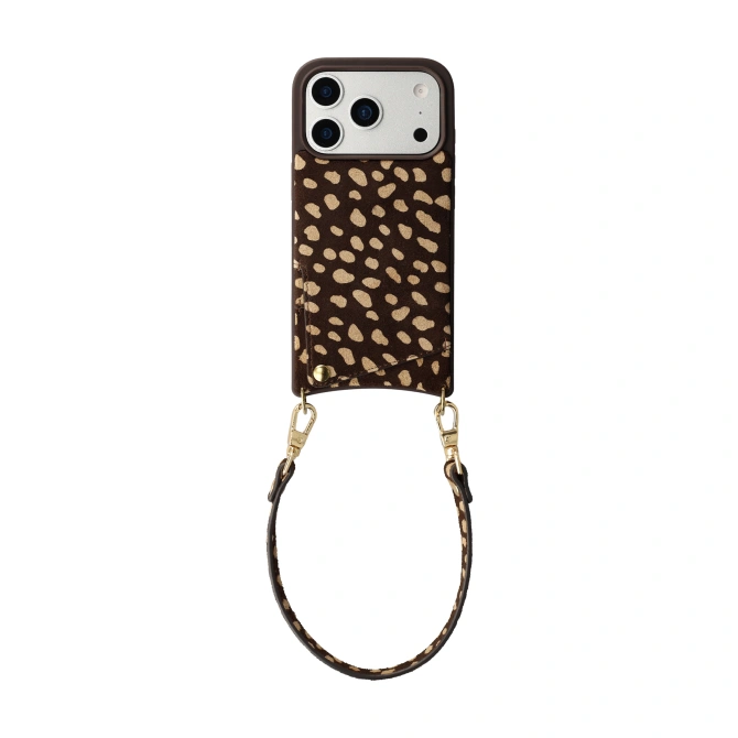 Selencia Nova Real Leather Backcover met Koord en Pashouder Apple iPhone 17 Pro Max - Fawn Chic