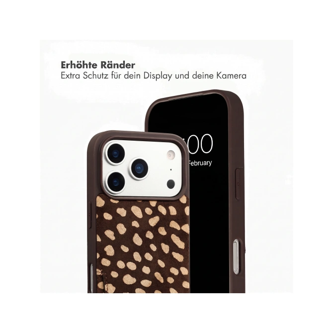 Selencia Nova Real Leather Backcover met Koord en Pashouder Apple iPhone 17 Pro Max - Fawn Chic