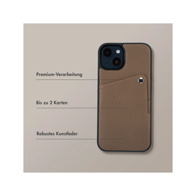 Selencia Riva Backcover met Pashouder Apple iPhone 14 / 13 - Mocha Brown