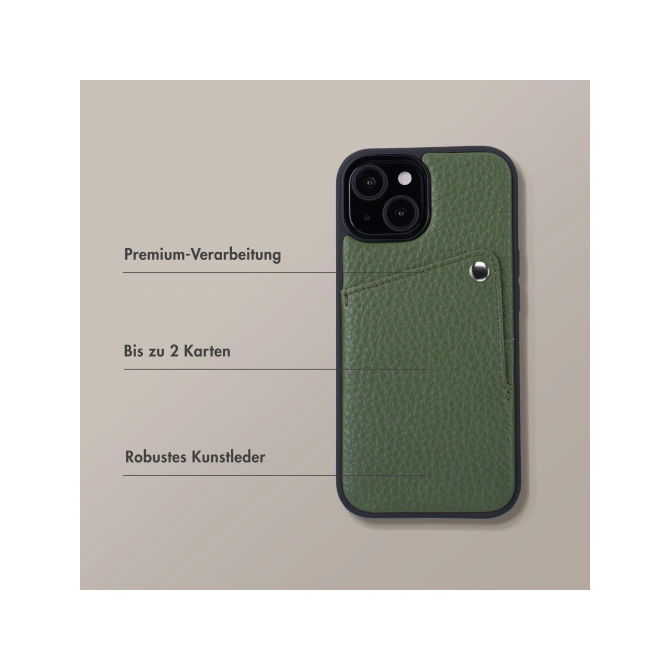 Selencia Riva Backcover met Pashouder Apple iPhone 14 / 13 - Sage Green