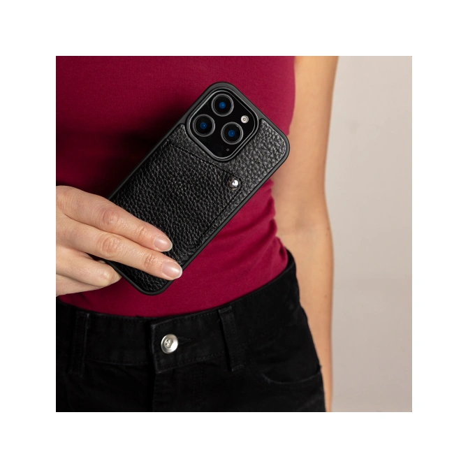 Selencia Riva Backcover met Pashouder Apple iPhone 14 / 13 - Zwart