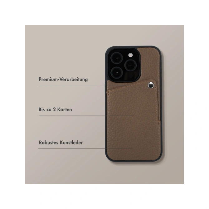 Selencia Riva Backcover met Pashouder Apple iPhone 15 Pro - Mocha Brown