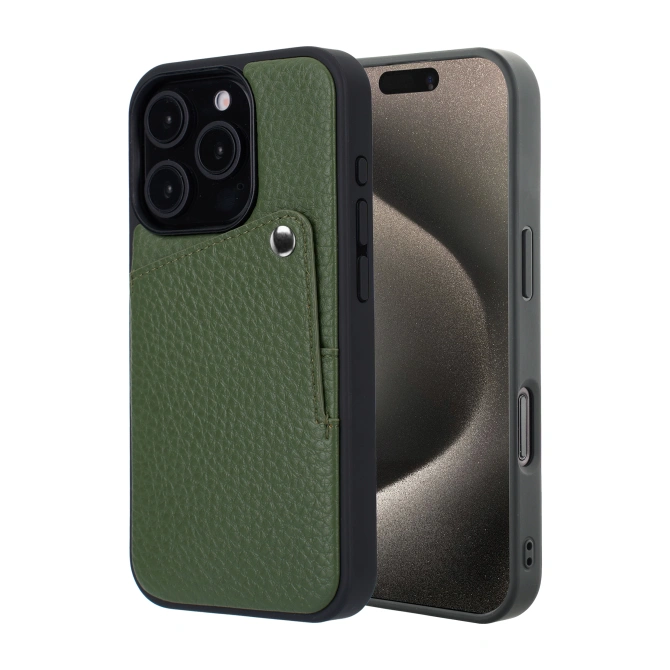 Selencia Riva Backcover met Pashouder Apple iPhone 15 Pro - Sage Green