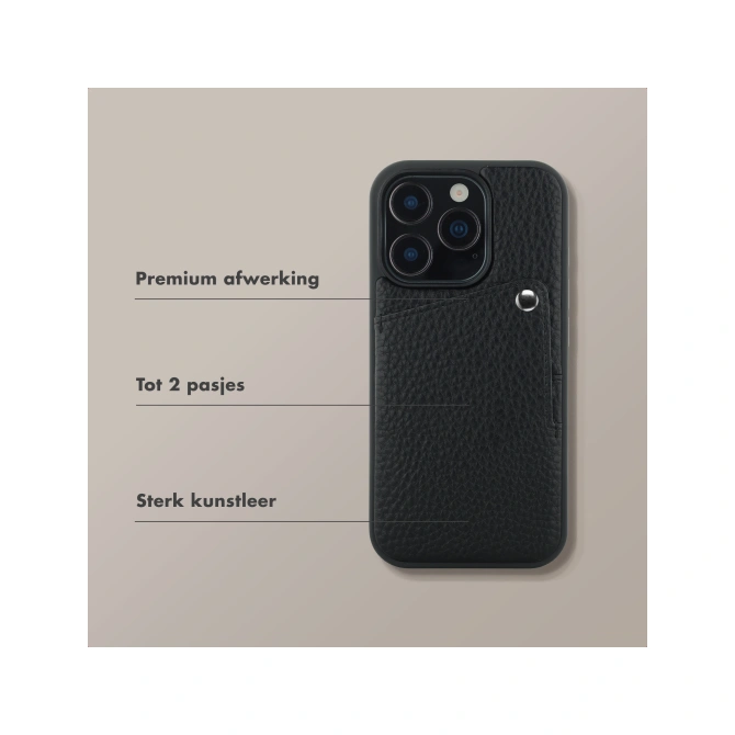 Selencia Riva Backcover met Pashouder Apple iPhone 15 Pro - Zwart