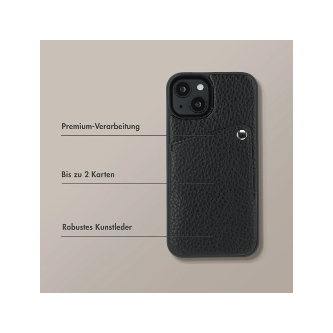Selencia Riva Backcover met Pashouder Apple iPhone 15 - Zwart