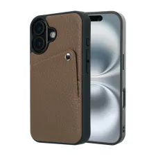 Selencia Riva Backcover met Pashouder Apple iPhone 16 - Mocha Brown