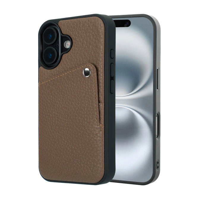 Selencia Riva Backcover met Pashouder Apple iPhone 16 - Mocha Brown