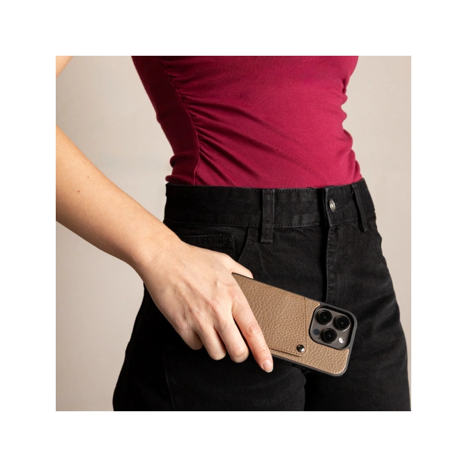 Selencia Riva Backcover met Pashouder Apple iPhone 16 Pro - Mocha Brown