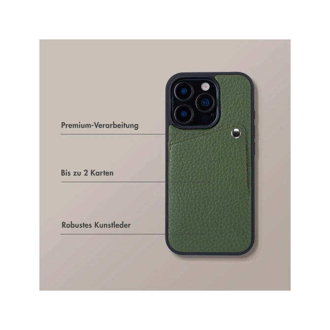 Selencia Riva Backcover met Pashouder Apple iPhone 16 Pro - Sage Green
