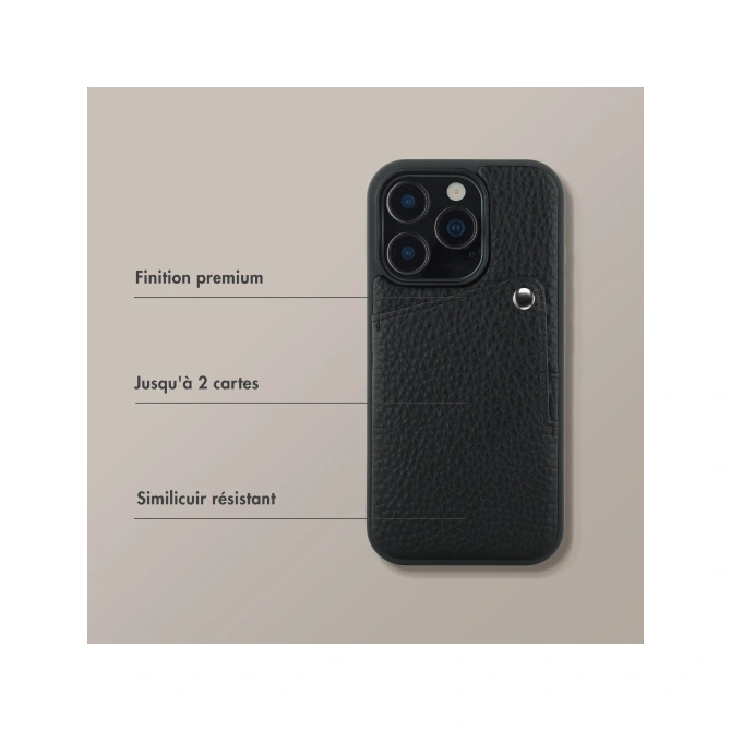Selencia Riva Backcover met Pashouder Apple iPhone 16 Pro - Zwart