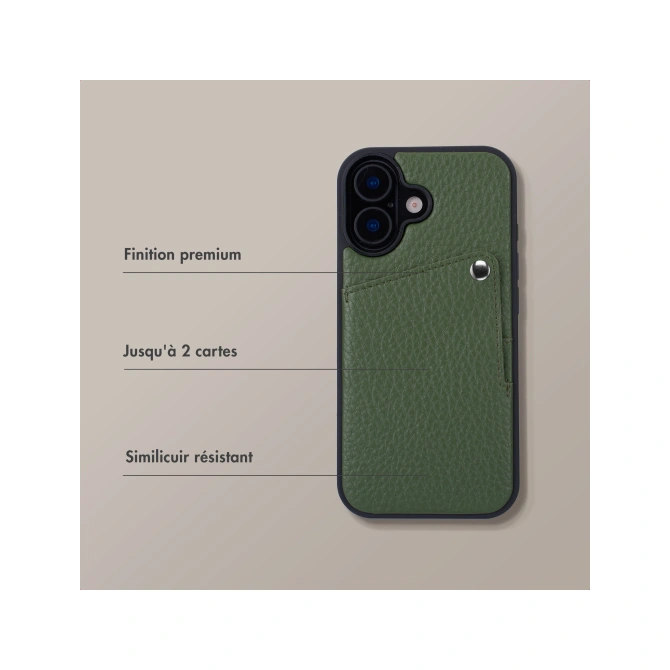 Selencia Riva Backcover met Pashouder Apple iPhone 16 - Sage Green