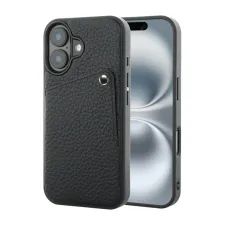 Selencia Riva Backcover met Pashouder Apple iPhone 16 - Zwart