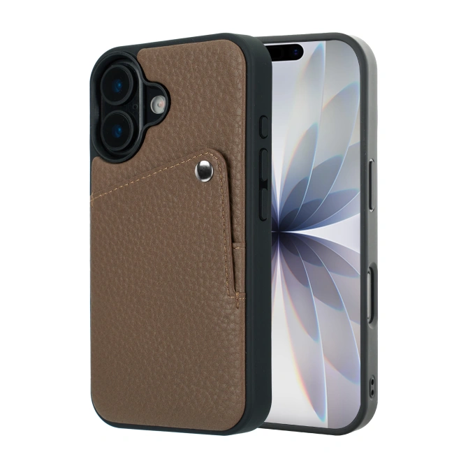 Selencia Riva Backcover met Pashouder Apple iPhone 17 - Mocha Brown