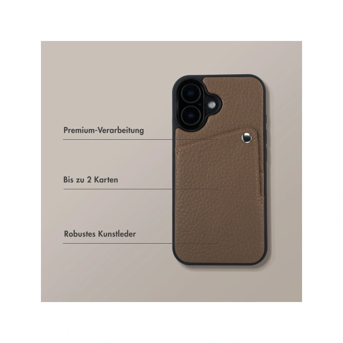 Selencia Riva Backcover met Pashouder Apple iPhone 17 - Mocha Brown