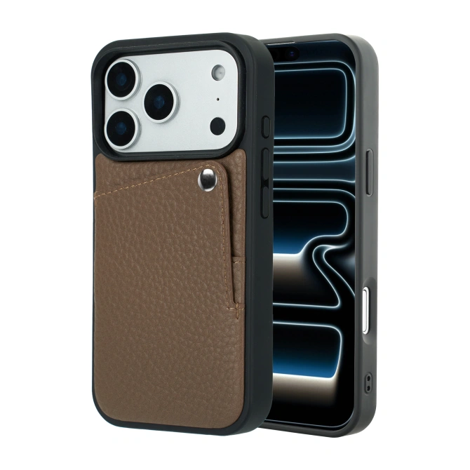 Selencia Riva Backcover met Pashouder Apple iPhone 17 Pro Max - Mocha Brown