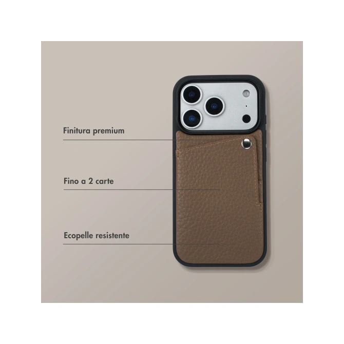 Selencia Riva Backcover met Pashouder Apple iPhone 17 Pro Max - Mocha Brown