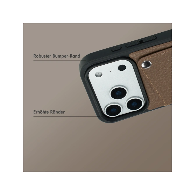 Selencia Riva Backcover met Pashouder Apple iPhone 17 Pro Max - Mocha Brown