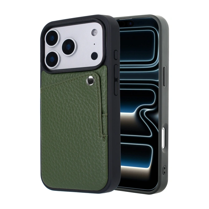 Selencia Riva Backcover met Pashouder Apple iPhone 17 Pro Max - Sage Green
