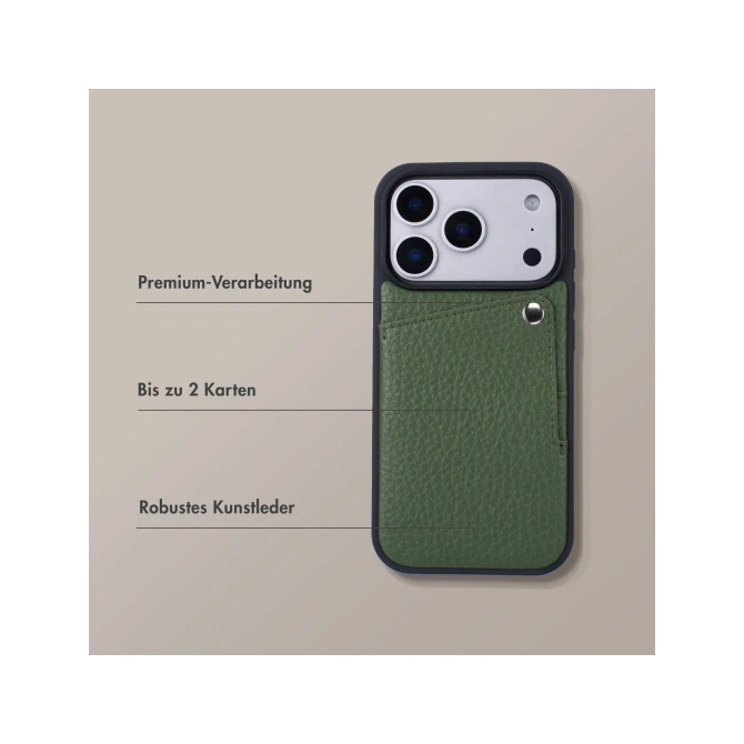 Selencia Riva Backcover met Pashouder Apple iPhone 17 Pro Max - Sage Green