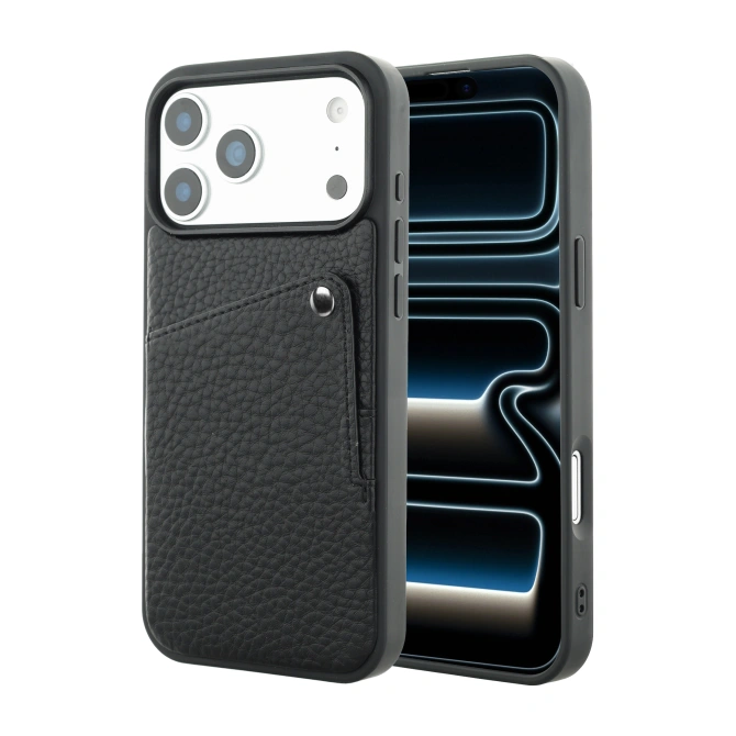 Selencia Riva Backcover met Pashouder Apple iPhone 17 Pro Max - Zwart