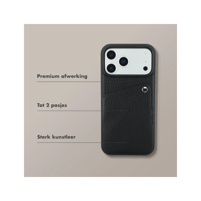 Selencia Riva Backcover met Pashouder Apple iPhone 17 Pro Max - Zwart