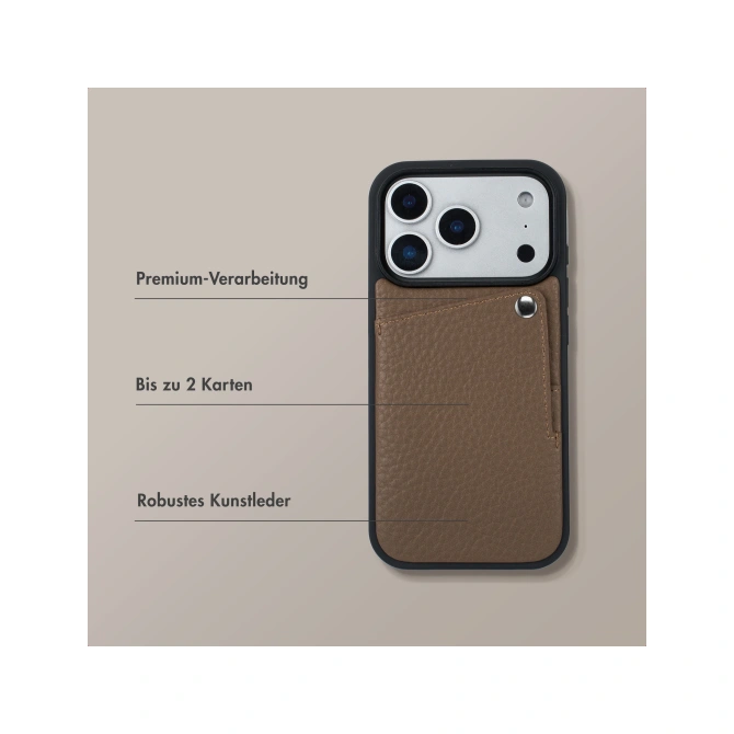 Selencia Riva Backcover met Pashouder Apple iPhone 17 Pro - Mocha Brown