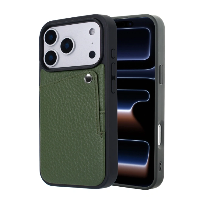 Selencia Riva Backcover met Pashouder Apple iPhone 17 Pro - Sage Green