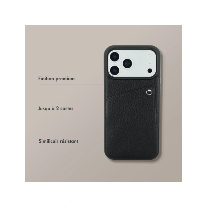 Selencia Riva Backcover met Pashouder Apple iPhone 17 Pro - Zwart
