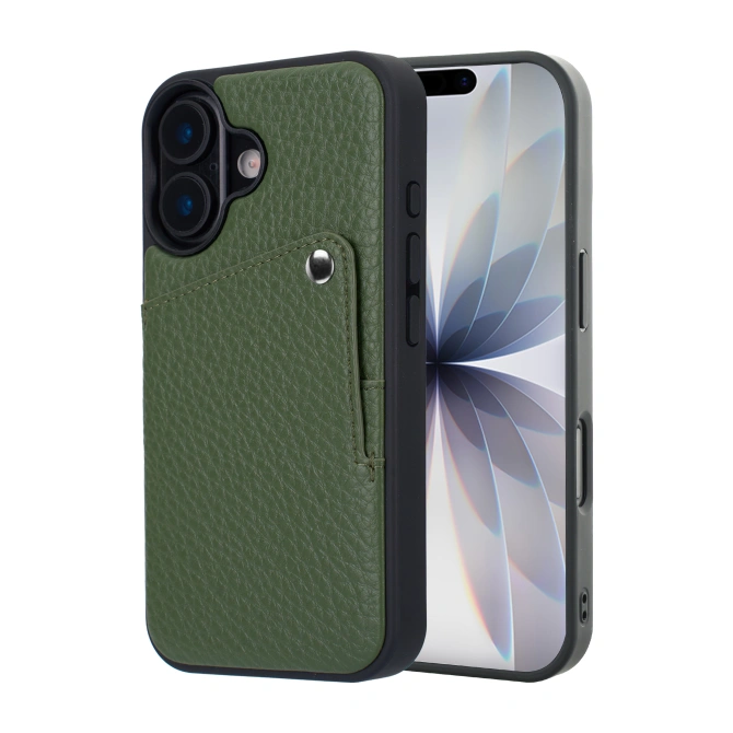 Selencia Riva Backcover met Pashouder Apple iPhone 17 - Sage Green