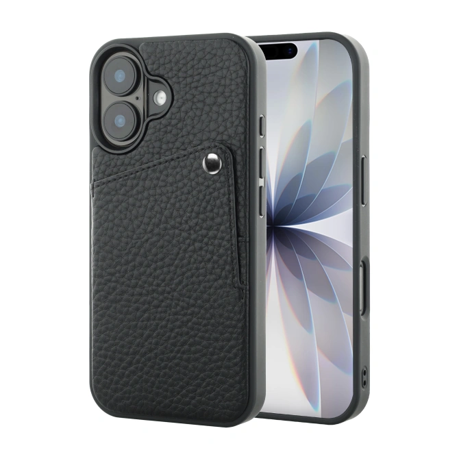 Selencia Riva Backcover met Pashouder Apple iPhone 17 - Zwart