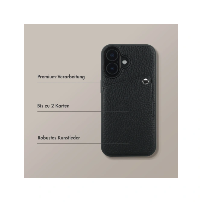 Selencia Riva Backcover met Pashouder Apple iPhone 17 - Zwart