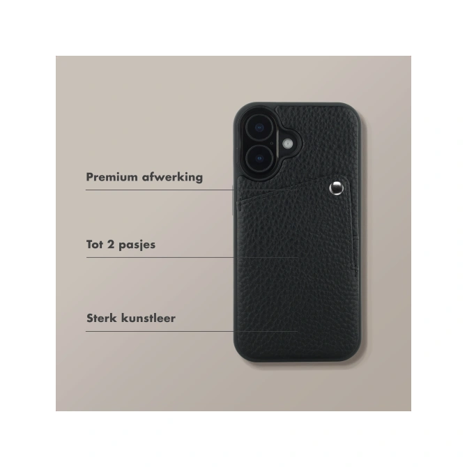Selencia Riva Backcover met Pashouder Apple iPhone 17 - Zwart