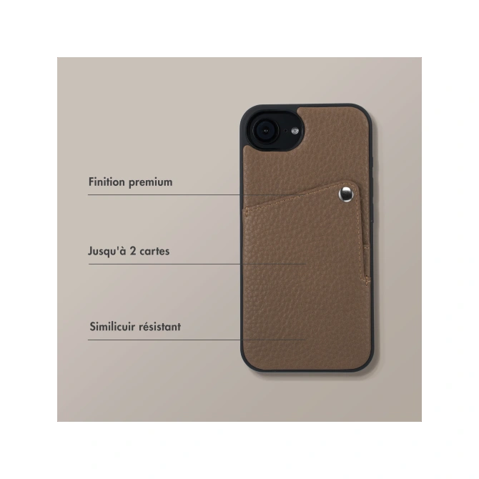 Selencia Riva Backcover met Pashouder Apple iPhone 17e / 16e - Mocha Brown