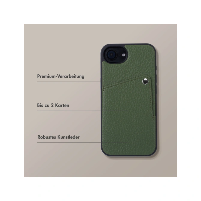 Selencia Riva Backcover met Pashouder Apple iPhone 17e / 16e - Sage Green