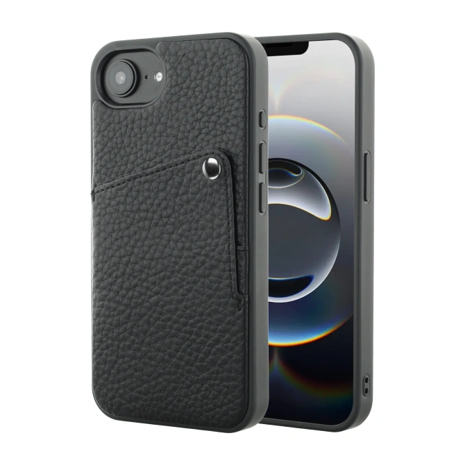 Selencia Riva Backcover met Pashouder Apple iPhone 17e / 16e - Zwart